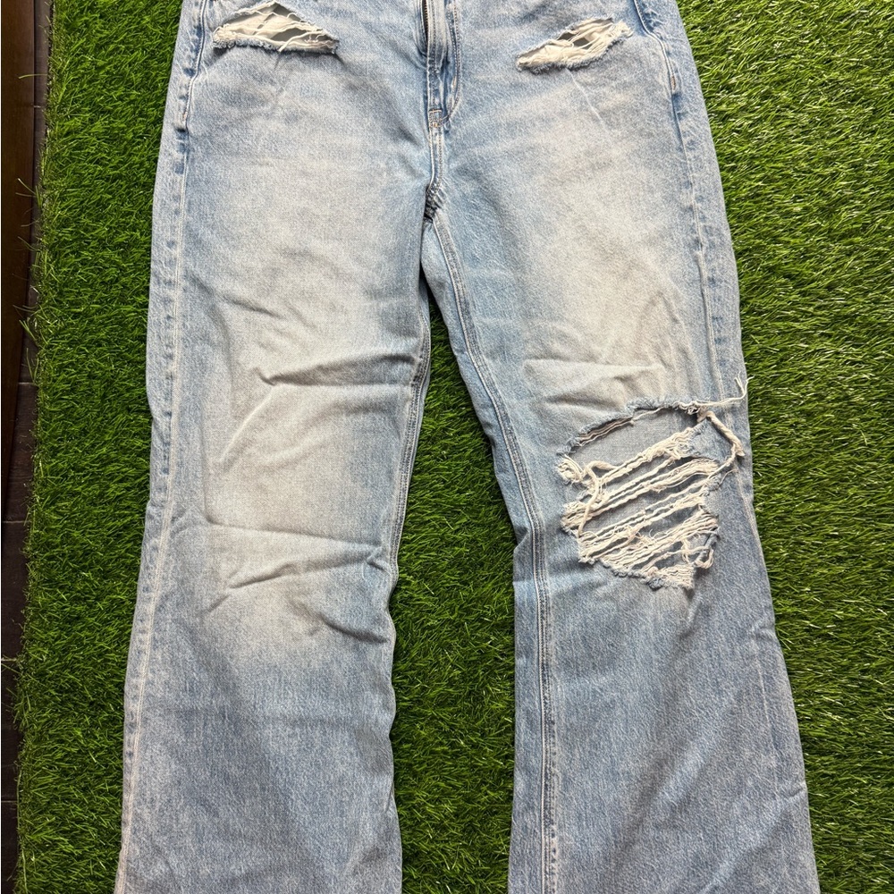 American Eagle Outfitters Light Blue Distressed Flare Jeans